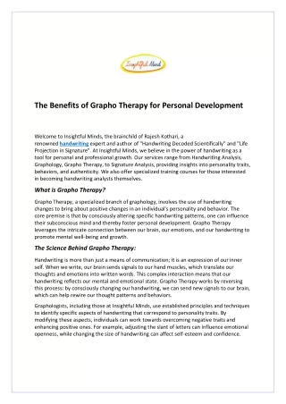 The Benefits of Grapho Therapy for Personal Development