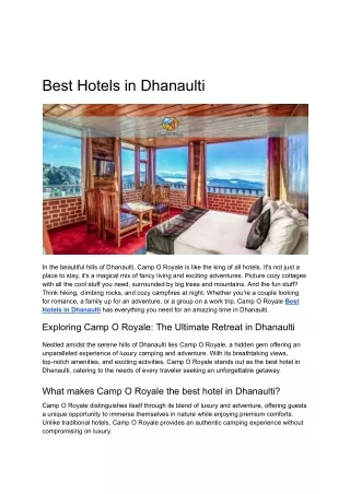 Best Hotels in Dhanaulti
