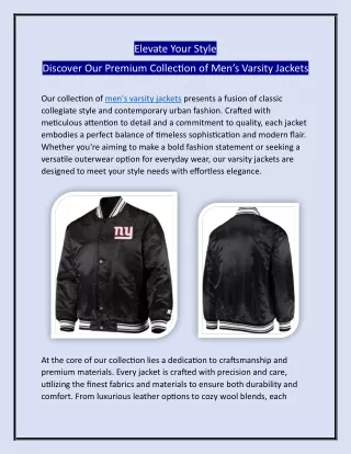 Elevate Your Style: Discover Our Premium Collection of Men’s Varsity Jackets