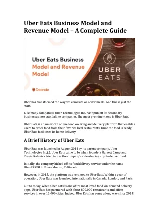 Uber Eats Business Model and Revenue Model – A Complete Guide