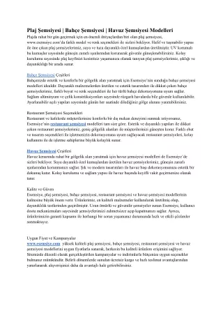 Plaj Şemsiyesi - Bahçe Şemsiyesi - Havuz Şemsiyesi Modelleri
