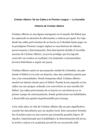 Cristian Albeiro: Un Ejemplo de Determinación y Éxito