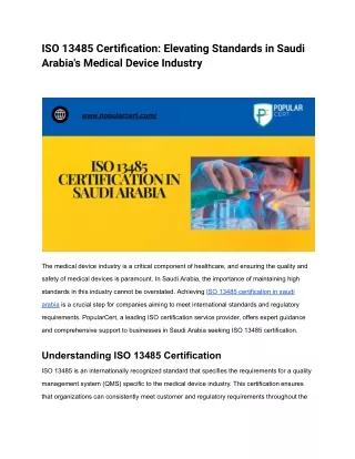 ISO 13485 Certification_ Elevating Standards in Saudi Arabia's Medical Device Industry