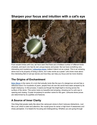 Sharpen your focus and intuition with a cat's eye