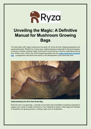 Unveiling the Magic: A Definitive Manual for Mushroom Growing Bags