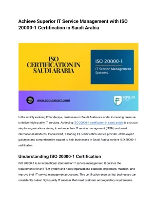 Achieve Superior IT Service Management with ISO 20000-1 Certification in Saudi Arabia (1)
