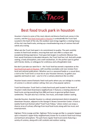 Best food truck park in houston