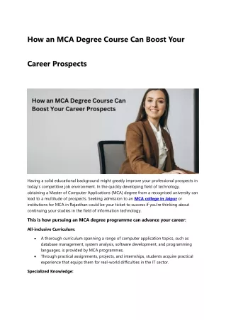 How an MCA Degree Course Can Boost Your Career Prospects