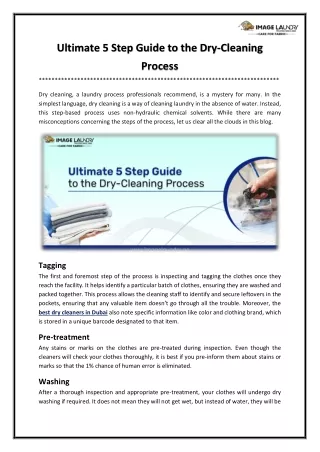 Ultimate 5 Step Guide to the Dry-Cleaning Process