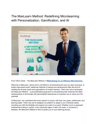 The MaxLearn Method_ Redefining Microlearning with Personalization, Gamification, and AI