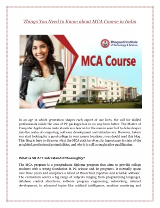 Things You Need to Know about MCA Course in India