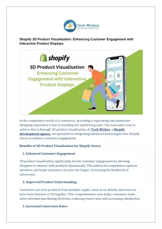 Shopify 3D Product Visualisation: Enhancing Customer Engagement with Interactive Product Displays