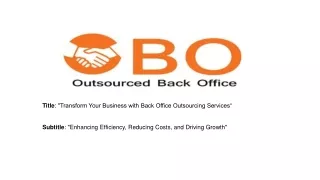 Back Office Outsourcing Services