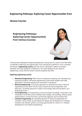 Engineering Pathways Exploring Career Opportunities from Various Courses