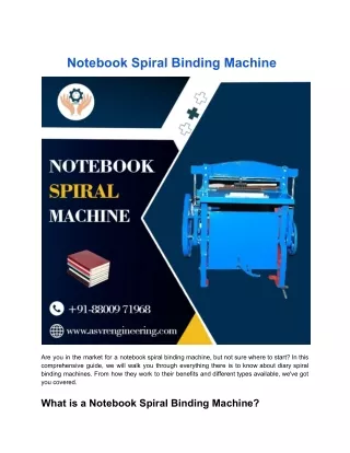 Notebook Spiral Binding Machine