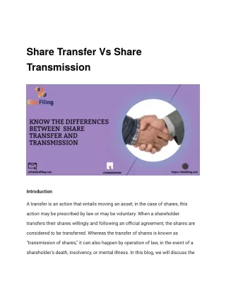 Share Tranfer Vs Share Transmission