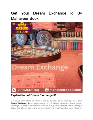 Mahaveer Book Is The Incredible Dream Exchange ID Platform