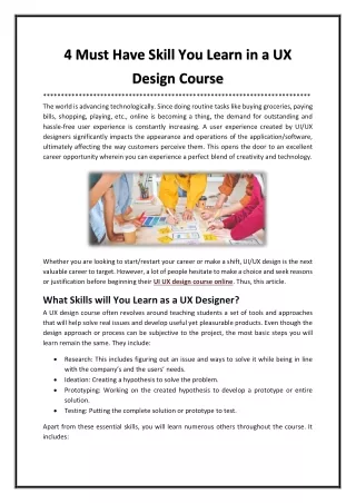 4 Must Have Skill You Learn in a UX Design Course