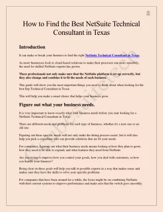 How to Find the Best NetSuite Technical Consultant in Texas