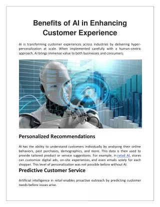 Benefits of AI in Enhancing Customer Experience