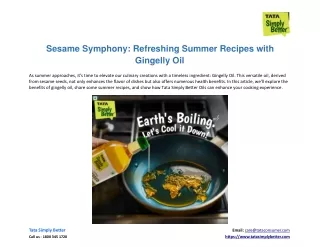 Sesame Symphony: Refreshing Summer Recipes with Gingelly Oil