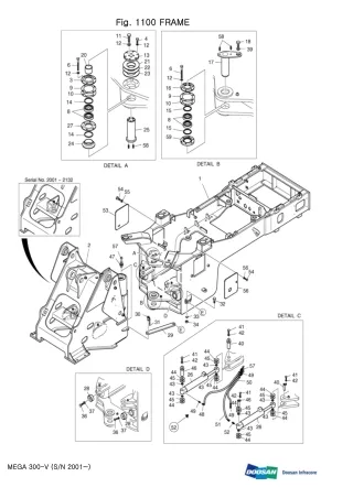 DAEWOO DOOSAN MEGA 300-V 300V WHEEL LOADER Parts Catalogue Manual (SN 2001-)