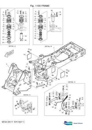 DAEWOO DOOSAN MEGA 300-V 300V WHEEL LOADER Parts Catalogue Manual (SN 3001-)