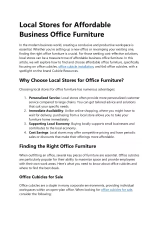 Local Stores for Affordable Business Office Furniture