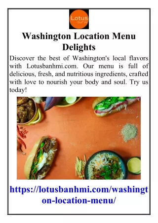 Washington Location Menu Delights