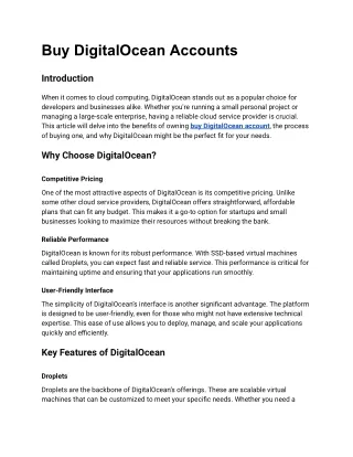 Buy DigitalOcean Accounts - Best & Cheap Accounts 2024