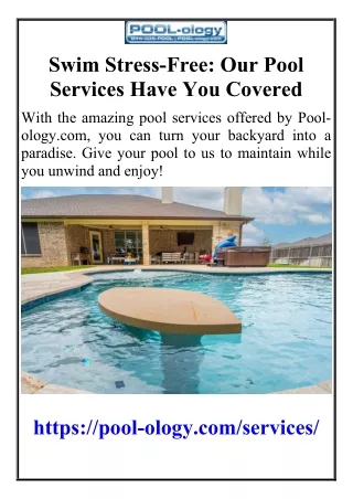 Swim Stress-Free Our Pool Services Have You Covered