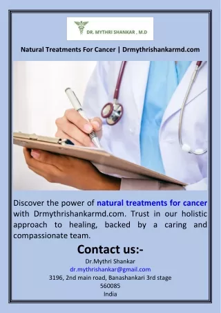 Natural Treatments For Cancer  Drmythrishankarmd.com