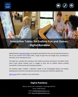 Interactive Tables for Endless Fun and Games - Digital Rainbow