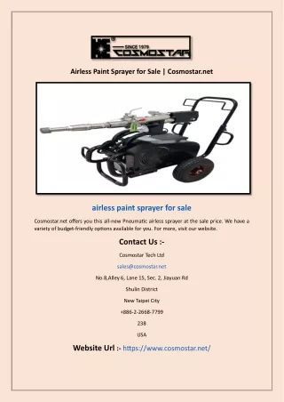 Airless Paint Sprayer for Sale | Cosmostar.net