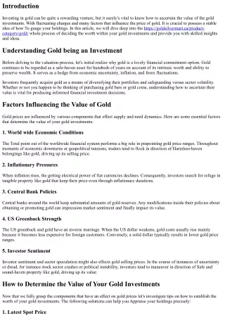 How to Determine the worth of the Gold Investments