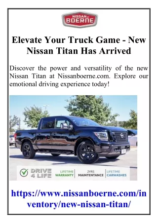 Elevate Your Truck Game - New Nissan Titan Has Arrived