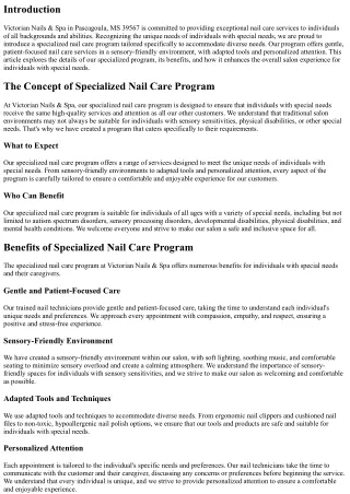 Victorian Nails & Spa: Specialized Nail Care Program for Individuals with Specia