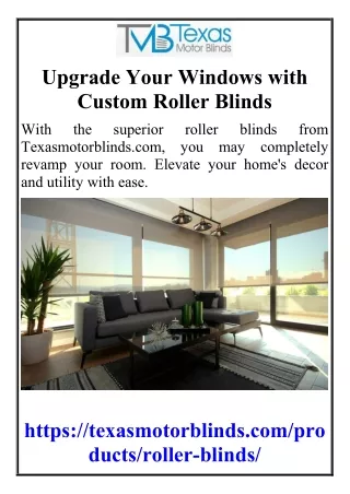 Upgrade Your Windows with Custom Roller Blinds
