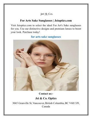 For Arts Sake Sunglasses | Jeioptics.com