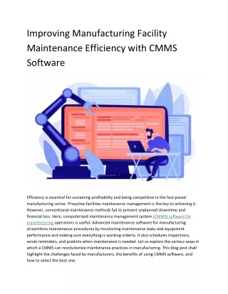 Improving Manufacturing Facility Maintenance Efficiency with CMMS Software