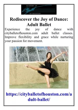 Rediscover the Joy of Dance Adult Ballet