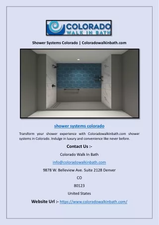 Shower Systems Colorado | Coloradowalkinbath.com