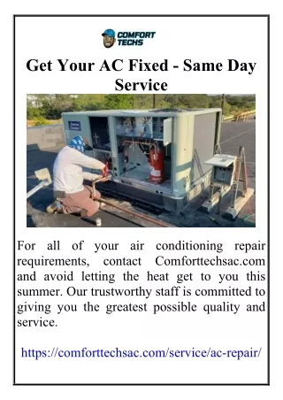 Get Your AC Fixed -Same Day Service
