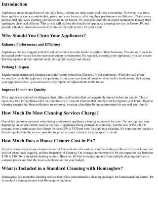 Appliance Cleaning Services in Easton, PA: Keep Your Appliances Clean and Effici