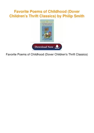 ?PDF ? Favorite Poems of Childhood (Dover Children's Thrift Classics) by Philip