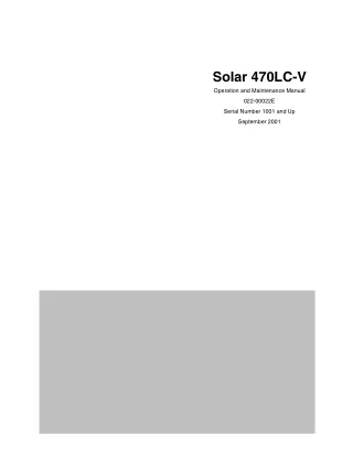 Daewoo Doosan Solar 470LC-V Excavator Operator and Maintenance manual