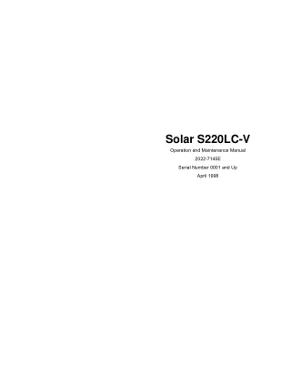 Daewoo Doosan Solar S220LC-V Excavator Operator and Maintenance manual