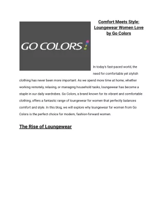 Comfort Meets Style_ Loungewear Women Love by Go Colors