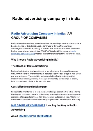 Radio advertising company in india