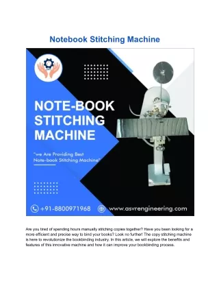 Notebook Stitching Machine